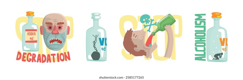 Harmful Habit and Bad Toxic Addiction Object Vector Set