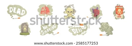 Harmful Habit and Bad Toxic Addiction Object Vector Set