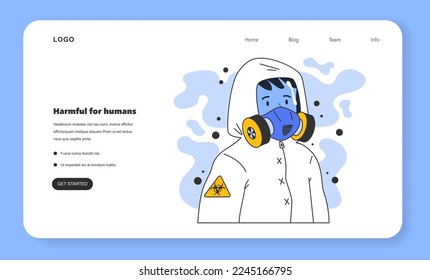 Harmful for humans as a disadvantage to using natural gas web banner or landing page. Natural resource extraction and use. Natural gas transportation to the end consumer. Flat vector illustration