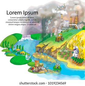 Harmful influence on the environment. Drawing by hand. Vector. Illustrator10