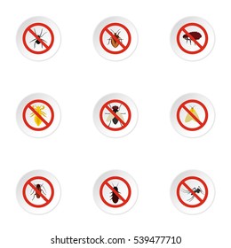Harmful insects icons set. Flat illustration of 9 harmful insects vector icons for web