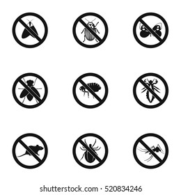 Harmful insects icons set. Simple illustration of 9 harmful insects vector icons for web