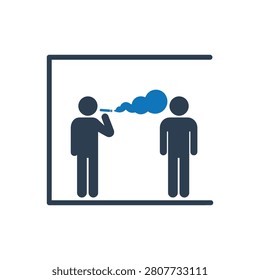 Harmful Secondhand Indoor Smoking Icon Isolated On White Background