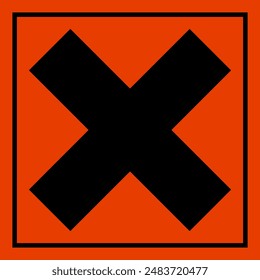 HARMFUL SIGN VECTOR ILLUSTRATION, Chemical Sign, Danger Sign, European hazard symbol vector, irritant substance sign, Label for chemical packing. Chemical orange x warning icon, caution symbol.