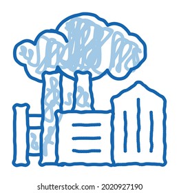 harmful substances stations above houses sketch icon vector. Hand drawn blue doodle line art harmful substances stations above houses sign. isolated symbol illustration