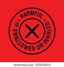 'harmful if swallowed or inhaled' vector icon, warning abstract , black in color