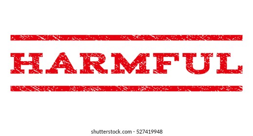 Harmful watermark stamp. Text tag between horizontal parallel lines with grunge design style. Rubber seal red stamp with dust texture. Vector ink imprint on a white background.