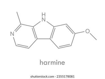 Harmine-Struktur. Alkaloidmoleküle, die in vielen Pflanzen vorkommen.