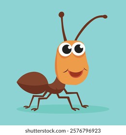 harming ant vector illustration with a flat, doodle-style design, perfect for animal, insect, and fairy tale concepts.