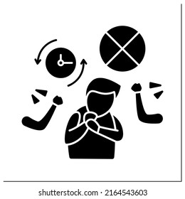 Harming glyph icon. Bullying at school from peers. Dignity humiliation. Child abuse concept. Filled flat sign. Isolated silhouette vector illustration