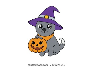 harming Halloween vector illustrations of dogs, and pumpkins for fun designs