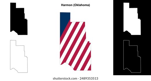 Harmon County (Oklahoma) outline map set
