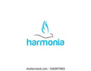 Harmonia Resumen diseño del logotipo del emblema de aves