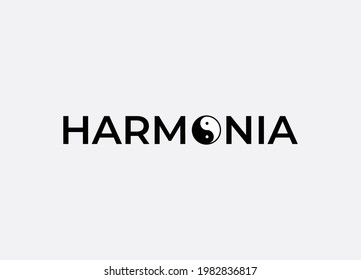 Harmonia abstract yin typography emblem minimalist logo design