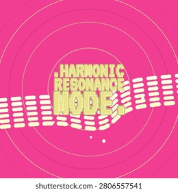 HARMONIC RESONANCE MODE typographic composition with curve trace accents motif