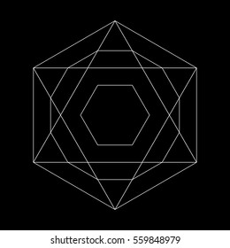 Harmonic in sacred geometry Plato. The ratio of the hexagon. Stock vector illustration