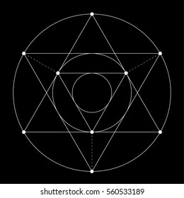 Harmonic in sacred geometry Plato. The ratio of hexagon. Stock vector illustration