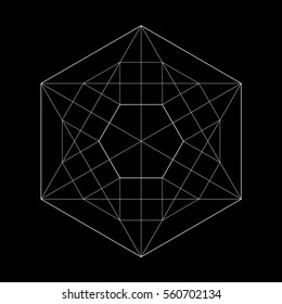 Harmonic in sacred geometry Plato. The ratio of the hexagon. Stock vector illustration