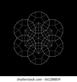 Harmonic in sacred geometry Plato. The ratio of hexagon. Stock vector illustration