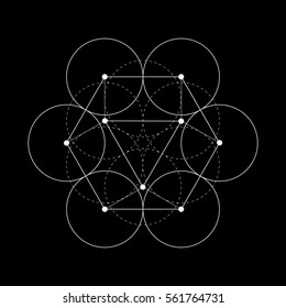 Harmonic in sacred geometry Plato. The ratio of the hexagon. Stock vector illustration