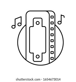 Harmonica in circle icon. Simple line, outline vector elements of musical instrument icons for ui and ux, website or mobile application