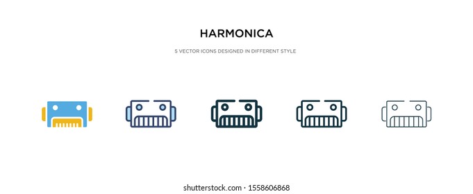 harmonica icon in different style vector illustration. two colored and black harmonica vector icons designed in filled, outline, line and stroke style can be used for web, mobile, ui