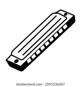 Harmonica icon in and drawn style 
