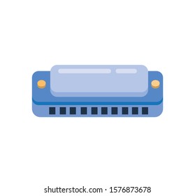 Harmonica Icon In Flat Illustration Vector Design