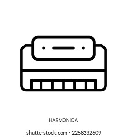 harmonica icon. Line Art Style Design Isolated On White Background