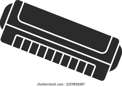 Harmonica icon, orchestra instrument icon black vector