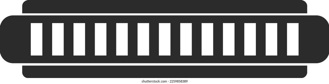 Harmonika-Symbol, Orchester-Instrumentensymbol, schwarzer Vektorgrafik