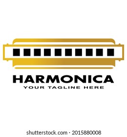 Harmonica Illustration Logo Design Vector