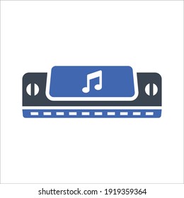 Harmonica musical instrument icon, Vector graphics