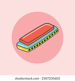 Harmonica musical instrument vector icon