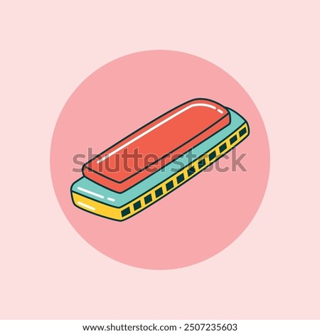 Harmonica musical instrument vector icon