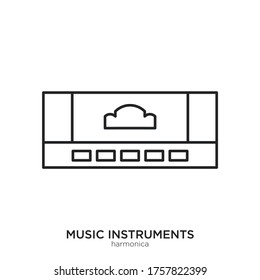 Harmonica outline. Isolated  on white background.