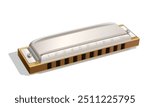 Harmonica in Realistic Vector Illustration isolated on white background, eps