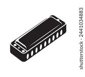 Harmonica Silhouette - The Soulful Sound of Blues and Folk on White Background