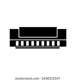 Harmonica vector icon. Musical instrument isolated on white background.