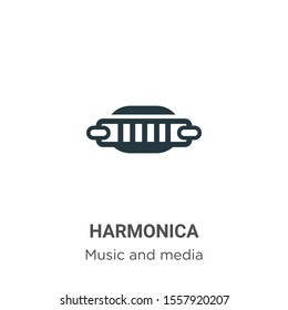 Harmonica vector icon on white background. Flat vector harmonica icon symbol sign from modern music collection for mobile concept and web apps design.