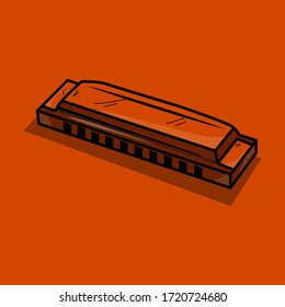 Harmonica vector illustration. Design element for music store poster