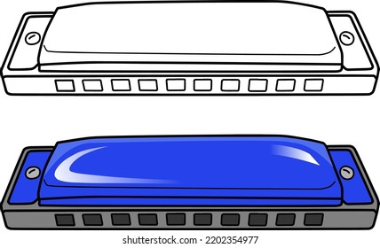 Harmonica Vector Illustration Isolated On White Background