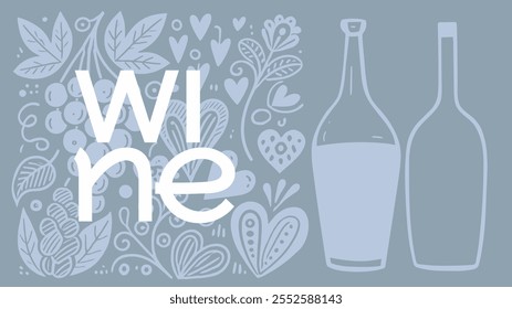 A harmonious arrangement of colorful, patterned wine bottles combines retro charm and contemporary style, ideal for event flyers or posters.