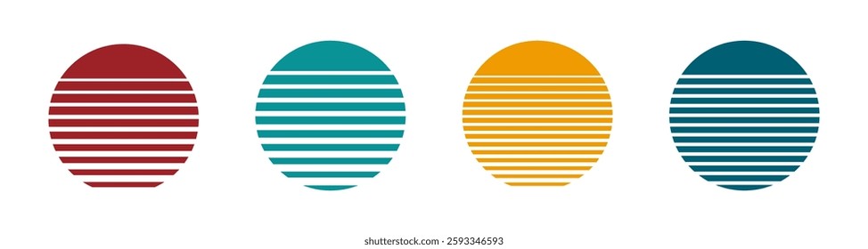 A harmonious arrangement of four striped ovals, each displaying a unique color scheme.