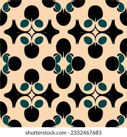 Harmonious blend of black and blue patterns against a warm beige backdrop. This art deco design draws inspiration from art nouveau, featuring intricate details and flowing curves that create.