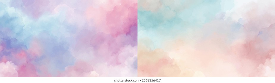 A harmonious blend of pastel clouds creates a soothing and artistic visual experience.