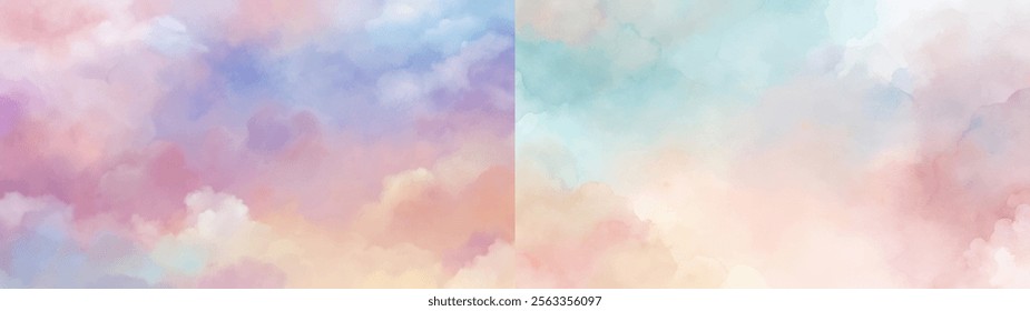 A harmonious blend of pastel colors in cloud formations creates a soothing visual experience.