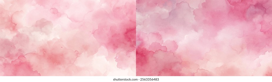 A harmonious blend of pink and cream watercolor clouds offers a calming and artistic visual experience.