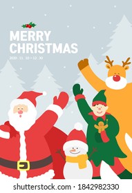 un conjunto de ilustraciones de caracteres navideños armoniosos
