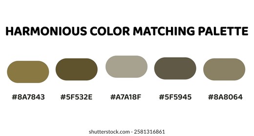 Harmonious color palette. sand, dark olive green, taupe, charcoal, light steel blue. This palette creates a cohesive and natural look, perfect for nature-inspired designs. 151.